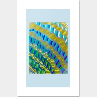 Waves of Blue, Yellow & Green Posters and Art